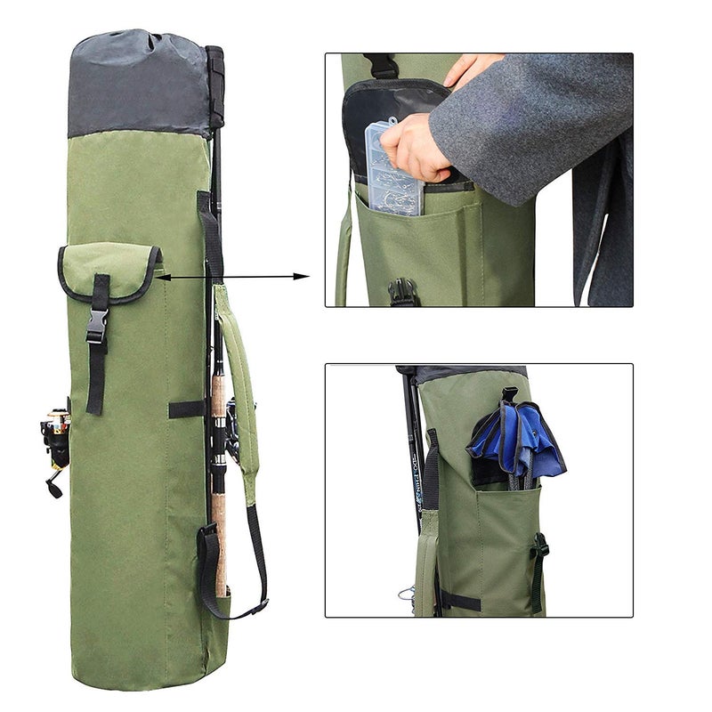 Shaddock Fishing Multifunction Fishing Pole Bag - Waterproof Rod Reel Bag Carrier Case, Durable Canvas Tackle Large Storage Gift for Men Travel, Khaki - Image 5